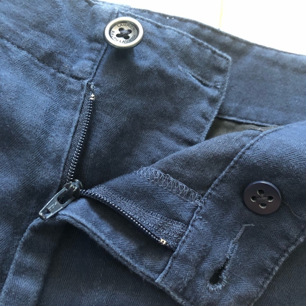 Lauren Ralph Lauren Linen Cotton Blend Shorts in Navy Size 14 - Picture 4 of 11